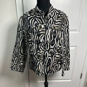 Ruby Rd. Favorites Women's Zebra Print‎ Button Up Shirt Jacket Size 8